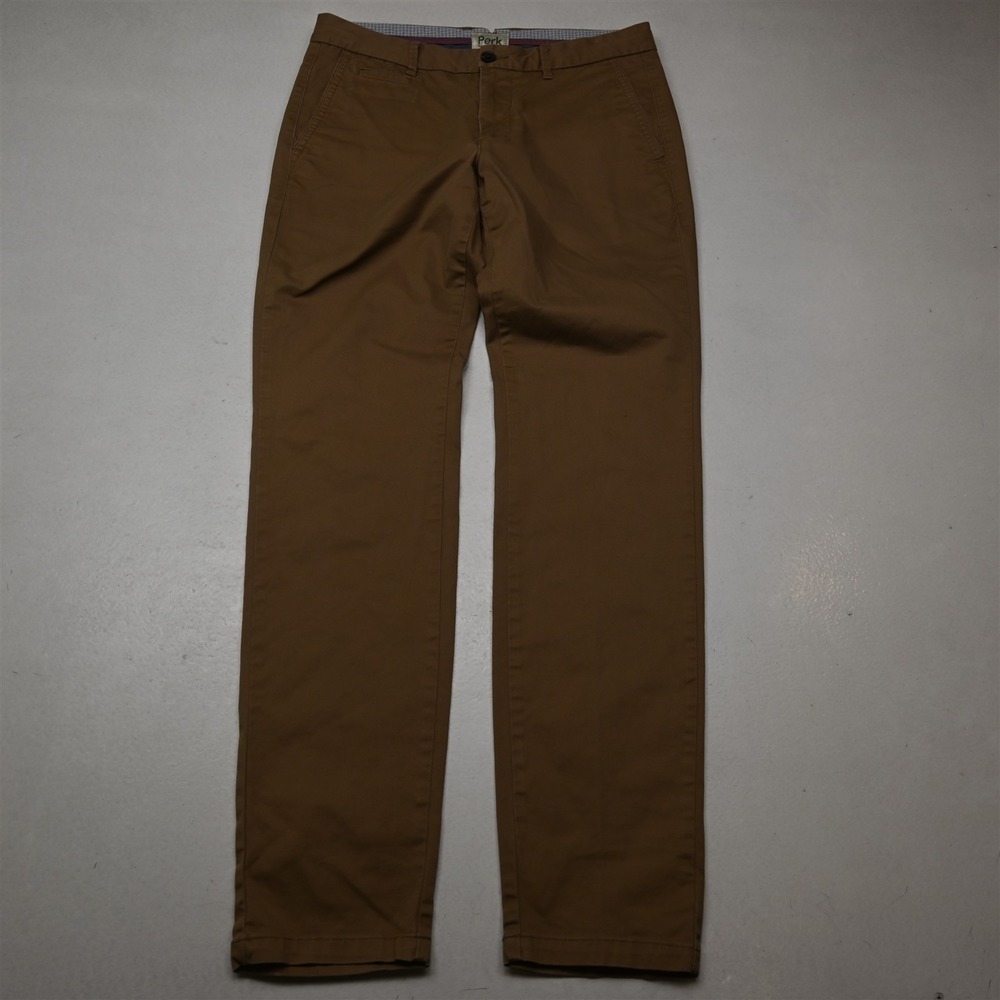 Perk 32x34 Tan Brown Stretch Slim Chino Mens Pants